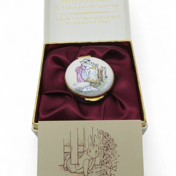 BEATRIX POTTER Tabitha Twitchit Miss Moppet Enamel Trinket Box England Vintage R - Picture 2 of 10